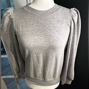 JAMES Puff Sleeve Crewneck Sweater - Light Gray
